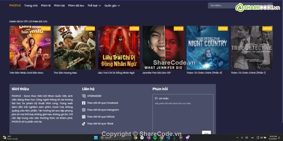 Web xem phim,xem phim,giao diện phim,Đồ án
